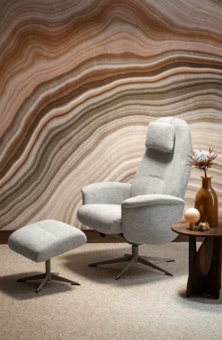 Tonale relax-fauteuil incl. poef in de kleur Kiezel - XOOON