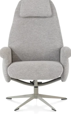 Tonale relax-fauteuil incl. poef in de kleur Kiezel - XOOON