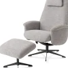Tonale, relax-fauteuil incl. poef - graphiet frame - stof Vada kiezel of koper - Kiezel