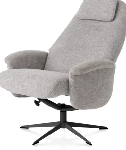 Tonale, relax-fauteuil incl. poef - graphiet frame - stof Vada kiezel of koper - Kiezel