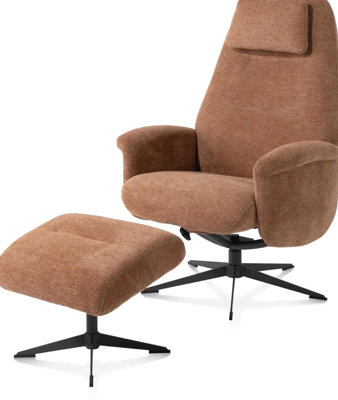 Tonale relax-fauteuil incl. poef in de kleur Koper - XOOON