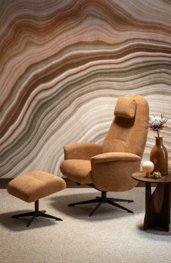 Tonale relax-fauteuil incl. poef in de kleur Koper - XOOON