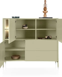 Trentino, Dressette 153 cm. - 3-deuren + 2-laden + 2-niches - Olijf