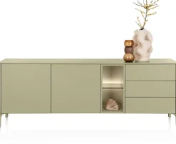 Trentino, Dressoir 210 cm. - 2-deuren + 3-laden + 2-niches - Olijf