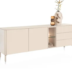 Trentino, Dressoir 210 cm. - 2-deuren + 3-laden + 2-niches - Creme