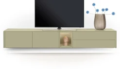 Trentino, Lowboard 270 cm. - 2-deuren + 2-laden + 1-niche - mdf gelakt - Olijf