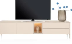 Trentino, Lowboard 240 cm. - 2-deuren + 2-laden + 1-niche - mdf gelakt - Creme