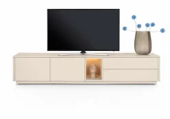 Trentino, Lowboard 240 cm. - 2-deuren + 2-laden + 1-niche - mdf gelakt - Creme