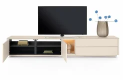 Trentino, Lowboard 270 cm. - 2-deuren + 2-laden + 1-niche - mdf gelakt - Creme