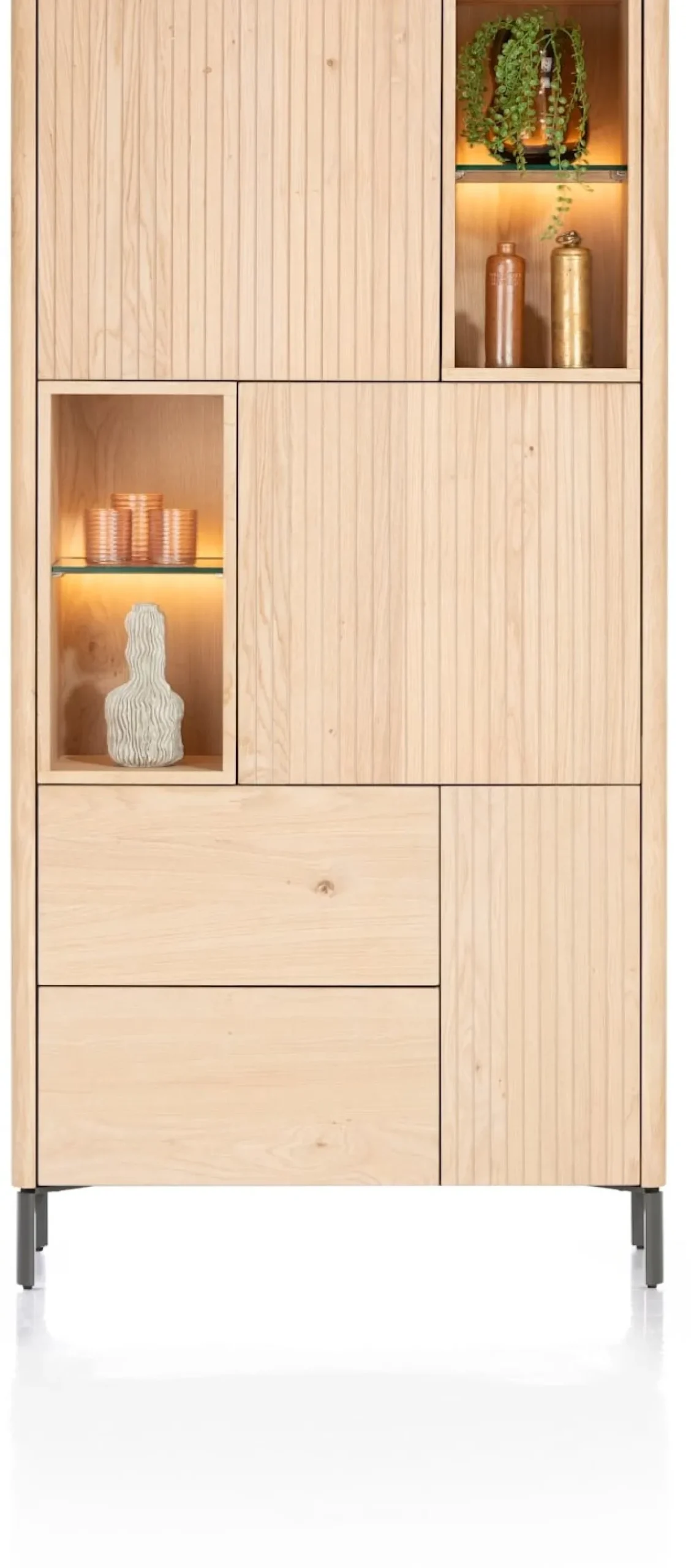 Trenton, bergkast 95 cm - 3-deuren + 2-laden + 4-niches - natural