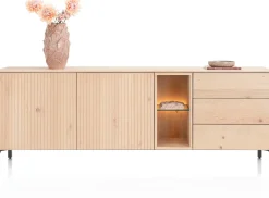 Trenton, Dressoir 210 cm. - 2-deuren + 3-laden + 2-niches - natural