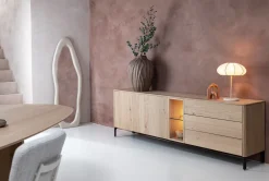 Trenton, Dressoir 210 cm. - 2-deuren + 3-laden + 2-niches - natural