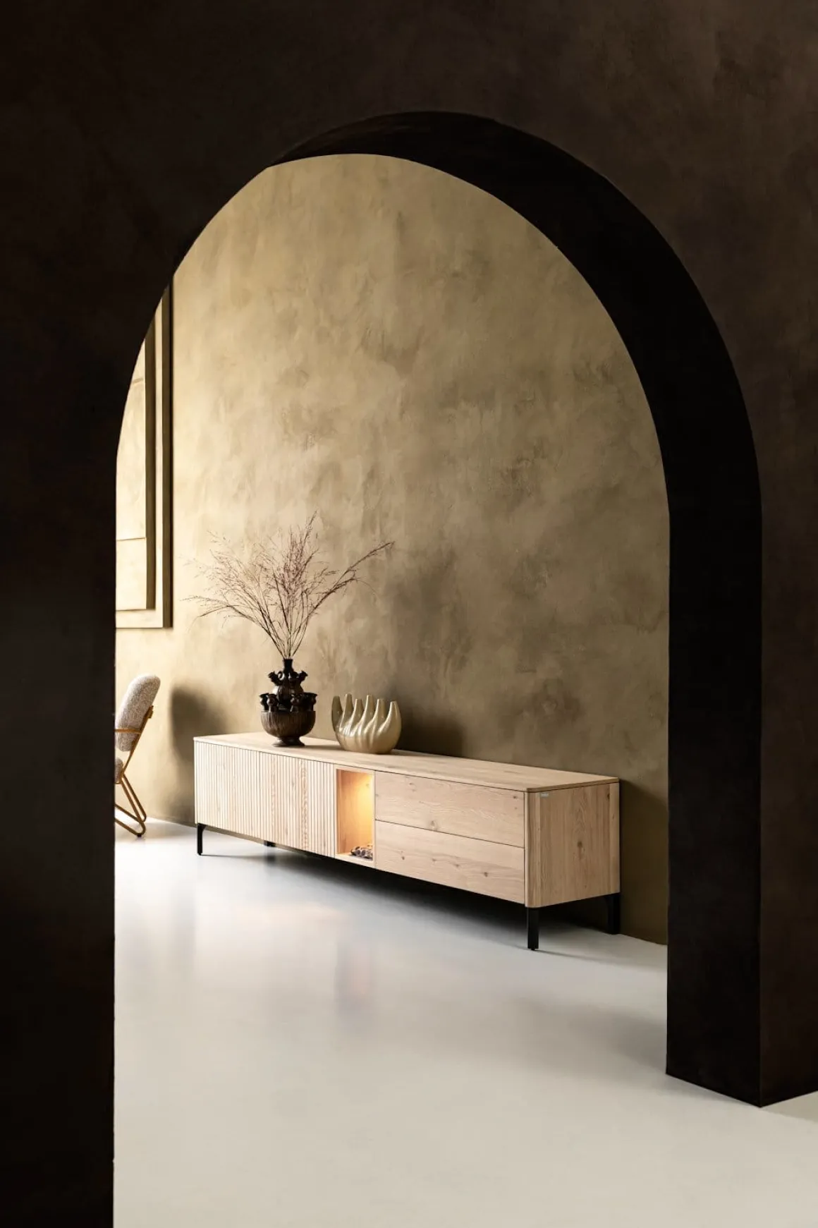 Trenton, lowboard 240 cm - 2-deuren + 2-laden + 1-niche - natural