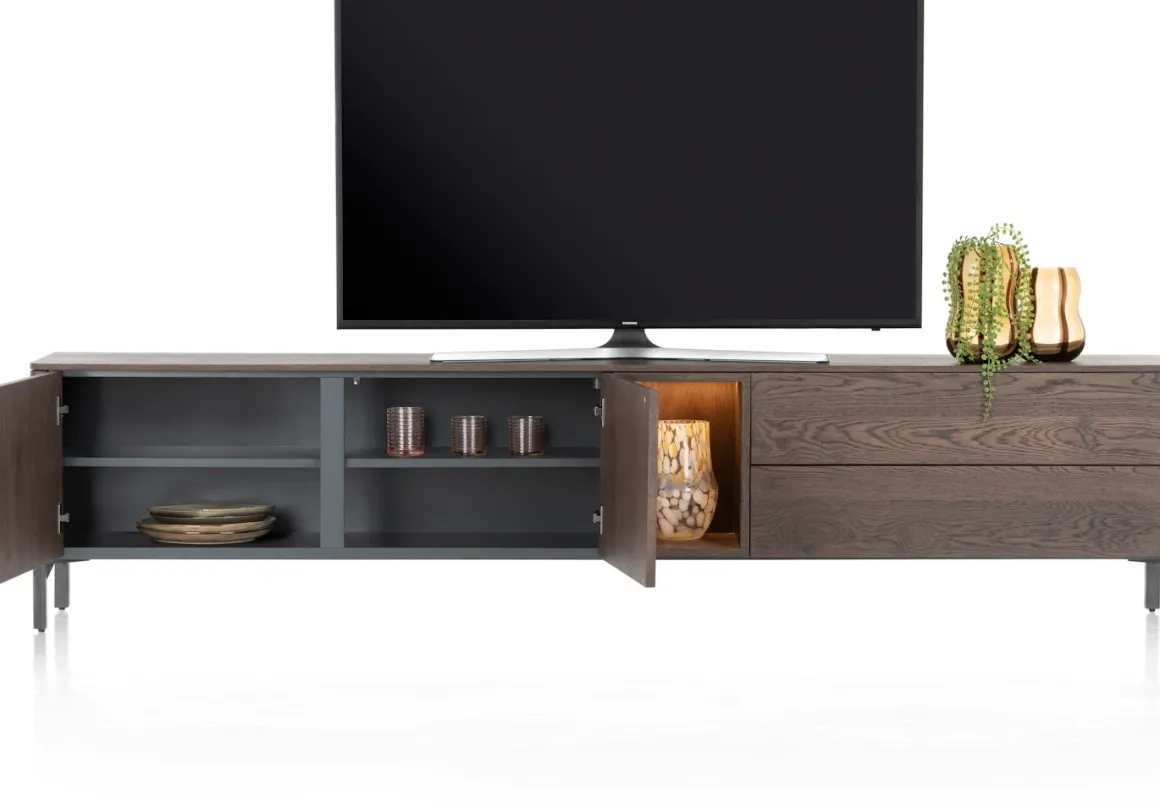 Trenton lowboard 240 cm - 2-deuren + 2-laden + 1-niche - XOOON